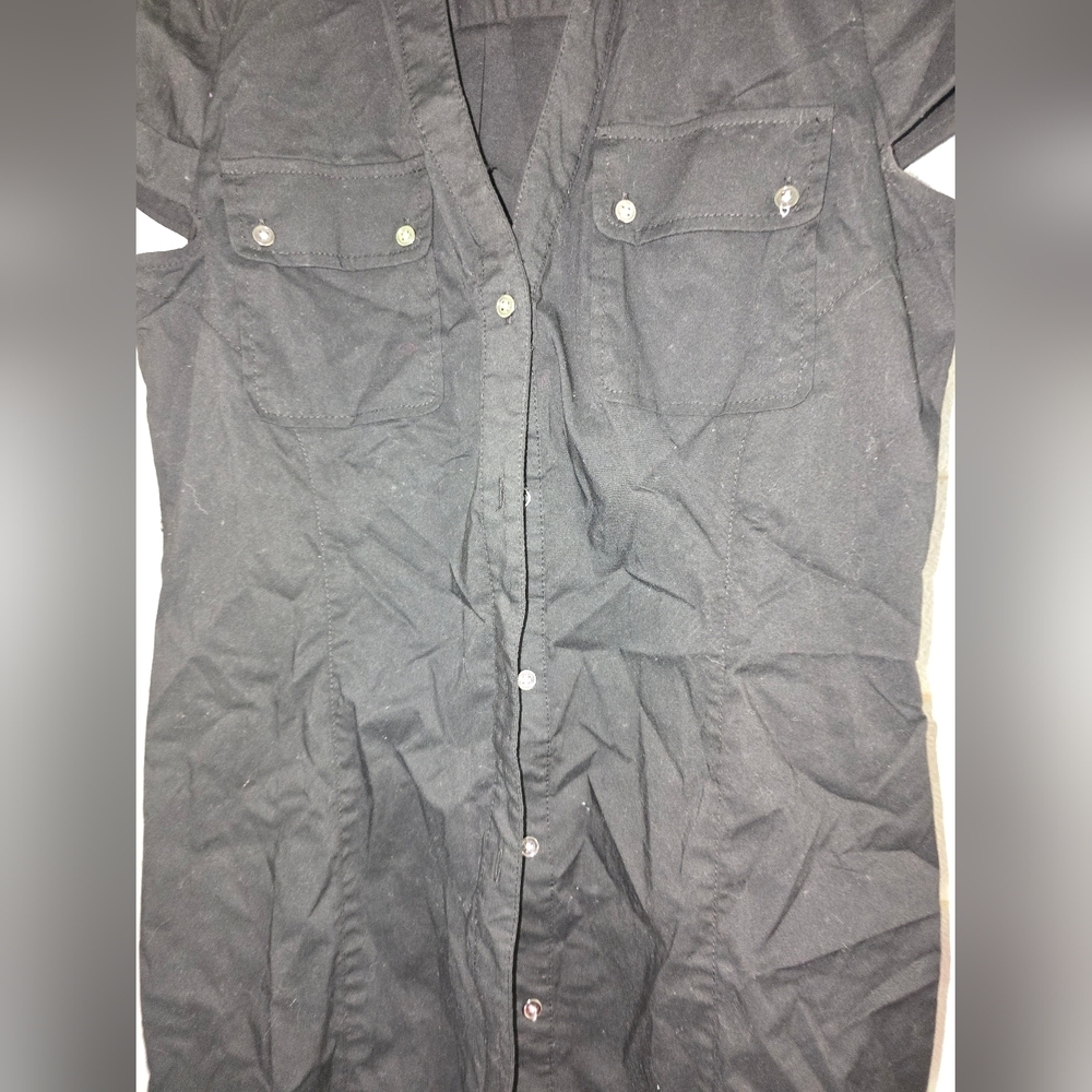 Express Design Studio Solid Black Short Sleeve Sh… - image 2